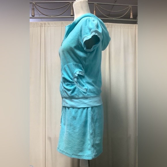 Juicy Couture 90s Terry Zip Front Hoodie Mini Skirt Two-Piece Set - Picture 2 of 5